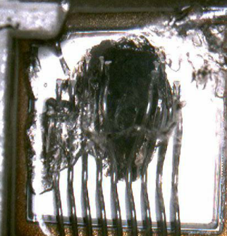 快恢复二极管器件失效模式电流击穿实景图