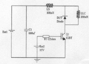 图4  测试二扱管开关性能的电感负载测试电路