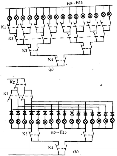 图4 四输出作状态显示电路
