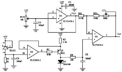 图2 二极管作为温度传感器测量温度的电路