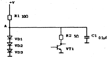 图2 二极管构成的简易直流稳压电路