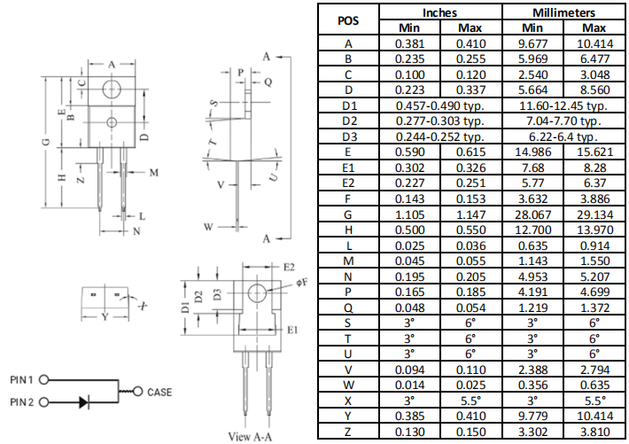 碳化硅二极管HSS1065C封装形式