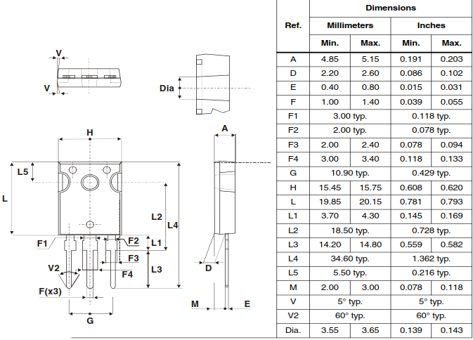 STTH20W02C封装结构与尺寸图