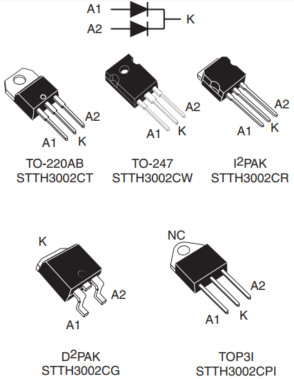 STTH3002C封装结构与尺寸图