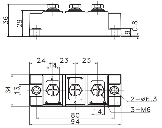 300A/100V肖特基二极管封装结构与尺寸图