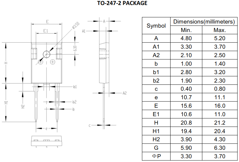 HFD100U12SH2封装结构与尺寸图