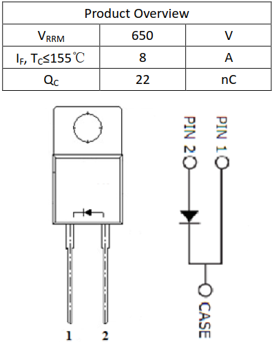 8A/650V碳化硅肖特基二极管