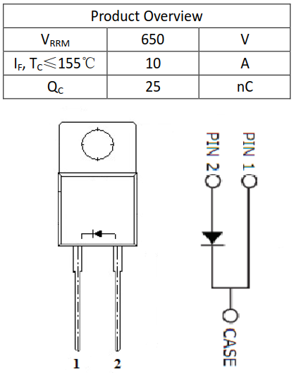 10A650V碳化硅肖特基二极管