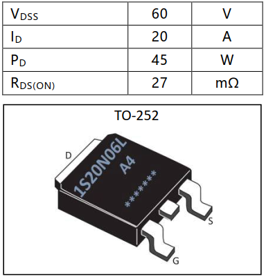 N沟道增强型20A/60V MOSFET