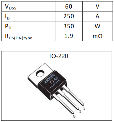 N沟道增强型250A/60V MOSFET