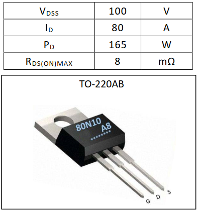 N沟道增强型80A/100V MOSFET