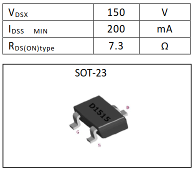 N沟道耗尽型200mA/150V MOSFET